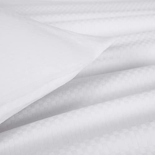 H by Frette Checkered Sateen Bed Bundle Twin - All-White Luxury Set
