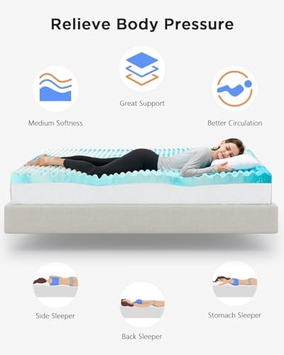 PERLECARE 3 Inch Queen Mattress Topper with Cooling Gel 1