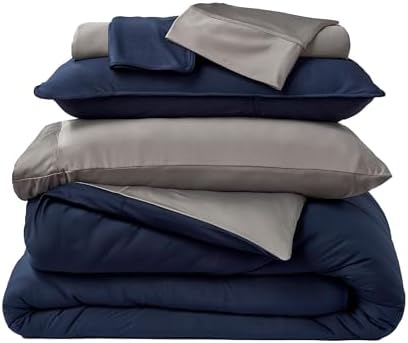 SHEEX Cooling Duvet Cover Set with Pillow Shams NavyGraphite