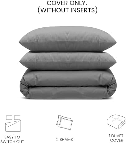 Cotton Passion Duvet Cover Set Queen Size 3 Piece Gray