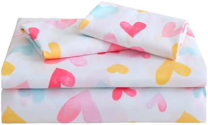 Colorful Heart Girl Bed Sheet Set with Pillowcase