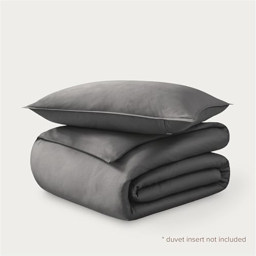 Bare Home 100 Organic Cotton Sateen Duvet Cover Set - TwinTwin XL Grey