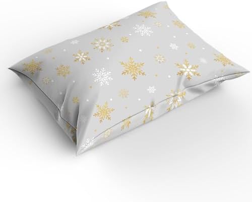 LooPoP Christmas Duvet Cover Set Grey Gold Snowflake