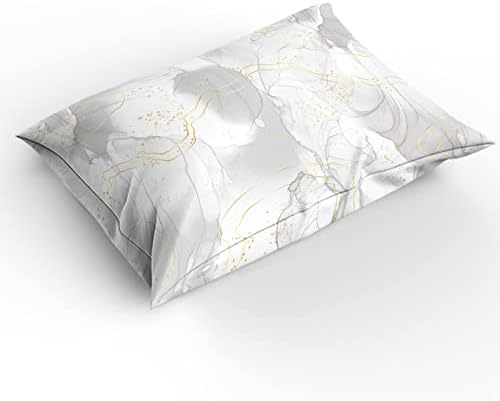 LooPoP 4PCS California King Duvet Cover Set Grey Marble Modern Bedding Set