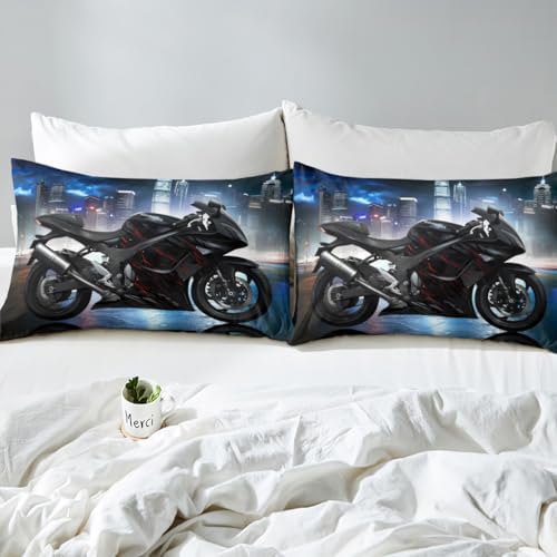 Feelyou Motorcycle Pattern Bedding Set for Kids Boys Teens