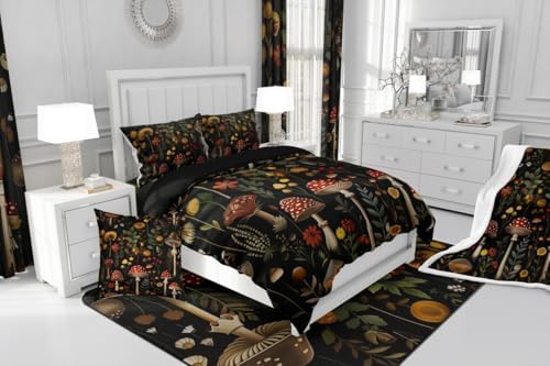Feelyou Mushroom Duvet Cover Set Queen Size 3D Print