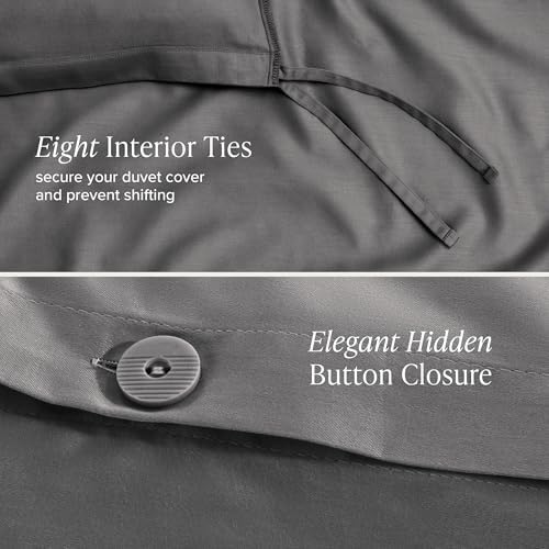 Bare Home 100 Organic Cotton Sateen Duvet Cover Set - TwinTwin XL Grey