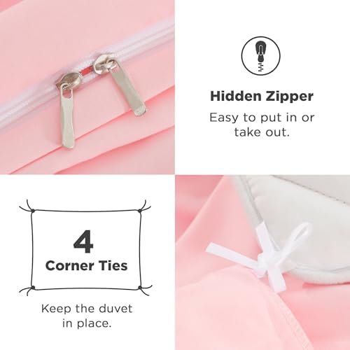 Andency Pink Duvet Cover Set with Ruffle