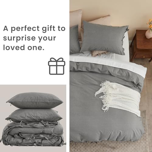 BISELINA King Duvet Cover Set 3pcs with Bowknot Ties