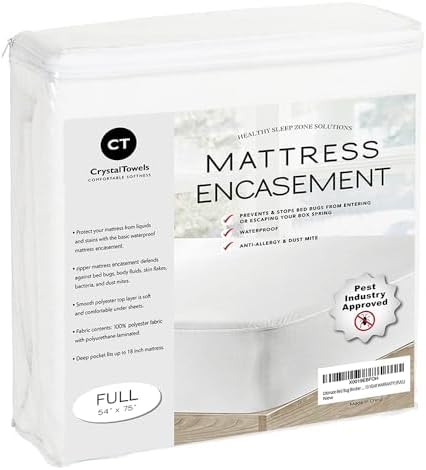 CrystalTowels Ultimate Zippered Waterproof Mattress Protector Full Size