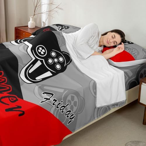 Feelyou Kids Gamer Bed Sheet Set Red Black Full