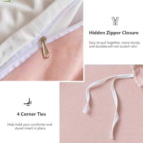 Pink Floral Duvet Cover Queen Set Ultra Soft