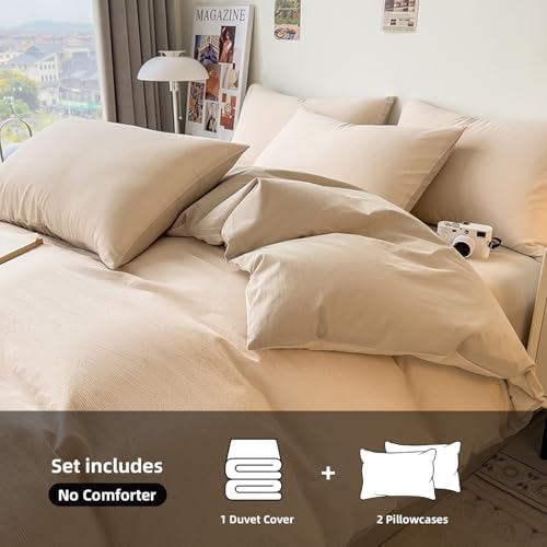 DCSKY Queen Size Washed Cotton Duvet Cover Set 3 Piece 1