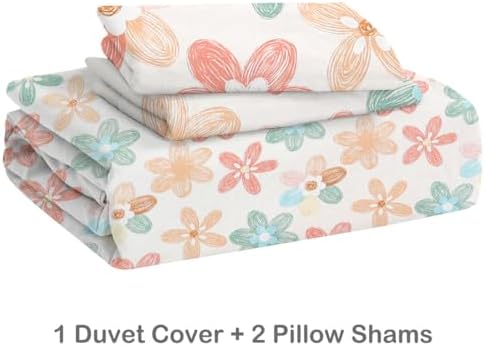 ARIGHTEX Pink Duvet Cover Set with Flowers 3 Piece Twin Size