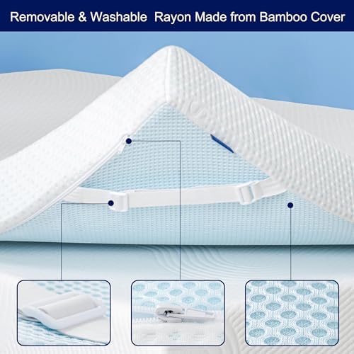 Subrtex Bamboo Rayon Mattress Topper Cover with Zippers Queen