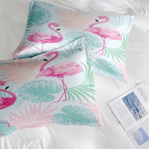 Pamnest Queen Comforter Set 7 Pcs Tropical Flamingo Pink