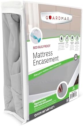 Guardmax Jersey Knitted Queen Mattress Encasement - Waterproof Bed Bug Proof Comfortable