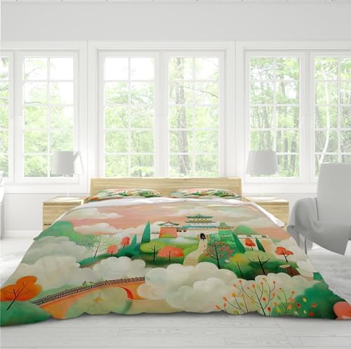 HOBBOY Anime Landscape Duvet Cover Set 3 Pieces Twin XL