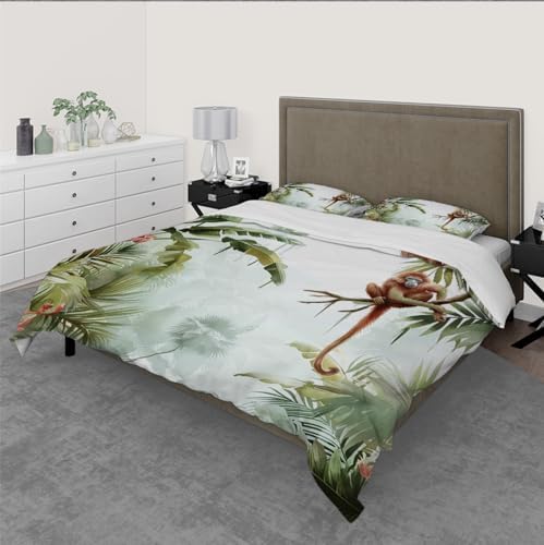 HOBBOY Tropical Rainforest Cartoon Monkey Duvet Set