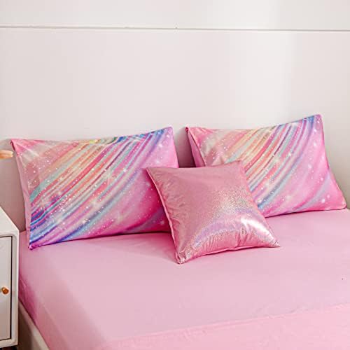 Btargot 6-Piece Pink Gradient Star Comforter Set Twin Size