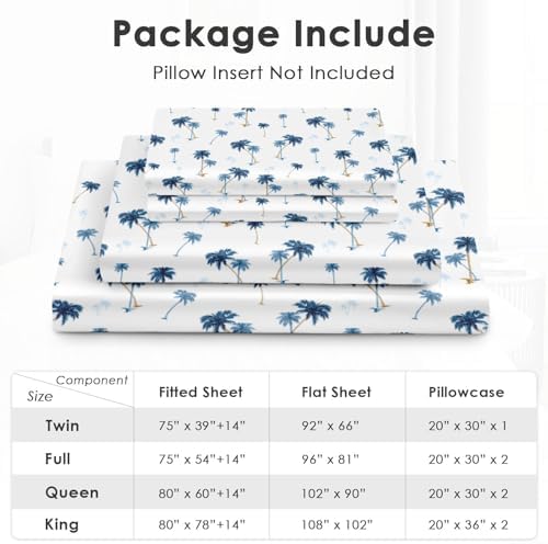 Pamnest Full Size Microfiber Bed Sheet Set with Tropical Design