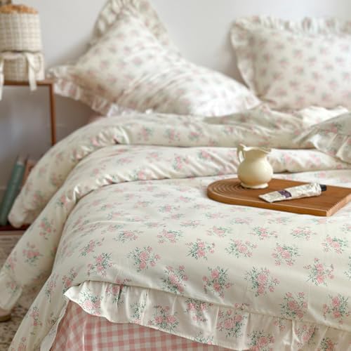 MKXI Floral Duvet Cover Set Queen Size 100 Cotton