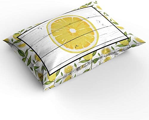 LooPoP 4PCS California King Duvet Cover Set - Floral Fruit Lemon Pattern