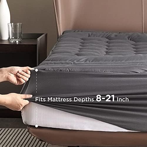 Bedsure Grey Twin Mattress Pad Cover - Quilted 39x75 Inches