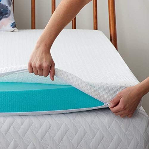 Lucid 2 Inch Mattress Topper Cover Twin - Zipper Closure - White