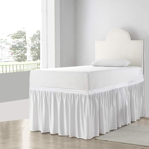Ambition Home Twin XL Bed Skirt - 36 Drop White Microfiber