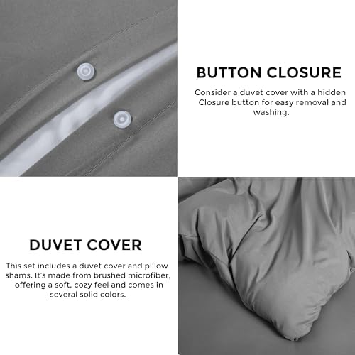 Cotton Passion Duvet Cover Set Queen Size 3 Piece Gray