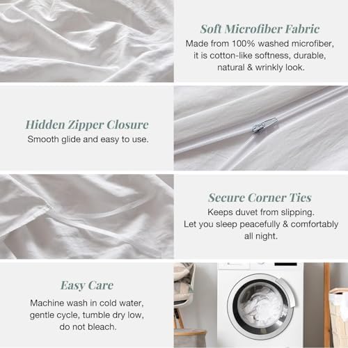 3 Side Zipper Duvet Cover Set Queen Size - Silver Grey
