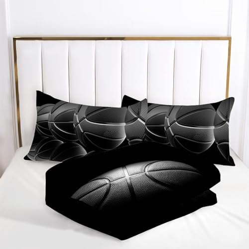 Kxry Black Basketball Comforter Set Full Size