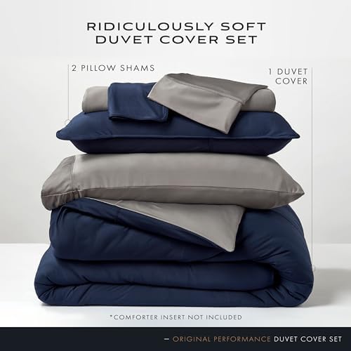 SHEEX Cooling Duvet Cover Set with Pillow Shams NavyGraphite
