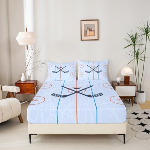 Homewish Ice Hockey Kids Fitted Sheet Set 2Pcs