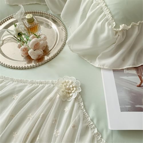 IHOUSTRIY Lace Duvet Cover Twin Set with Zipper Green