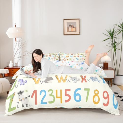 Feelyou English Alphabet Duvet Cover Set Cute Animals