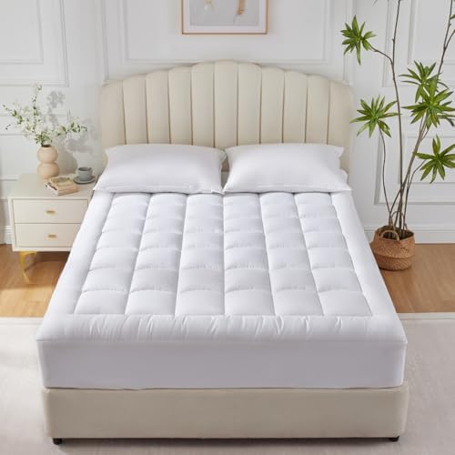 CozyLux Mattress Topper Twin Size 8-21 Deep Pocket Cooling Cotton