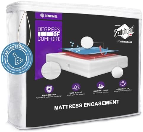 Queen Size Bed Bug Proof Mattress Encasement 3M Scotchgard