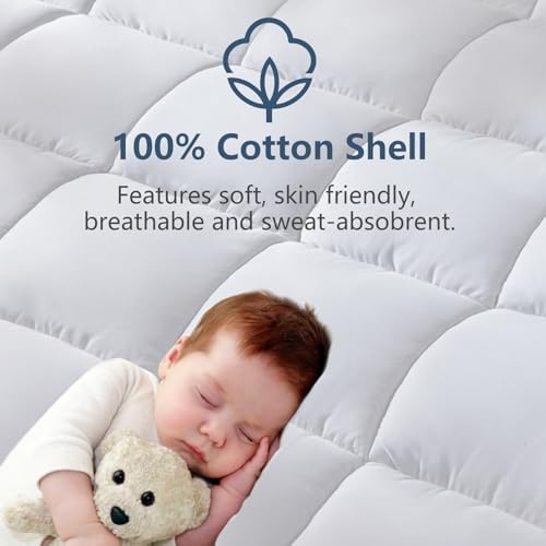 CozyLux Mattress Topper Twin Size 8-21 Deep Pocket Cooling Cotton