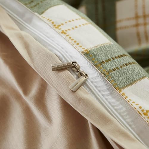 Lemfux Cotton Sage Green Gingham Duvet Cover Set Full Size