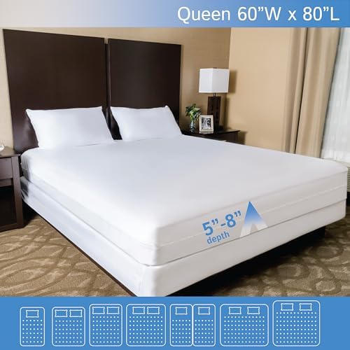 Four Seasons Essentials Queen Size Mattress Encasement - Waterproof Zippered Protector