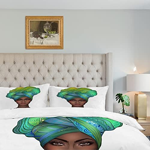 Shrahala African American Girl Duvet Cover Set Twin Size 3 Pieces
