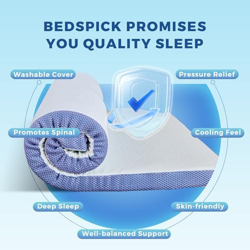 BedsPick 3 Inch Cooling Gel Mattress Topper with Non-Slip Design