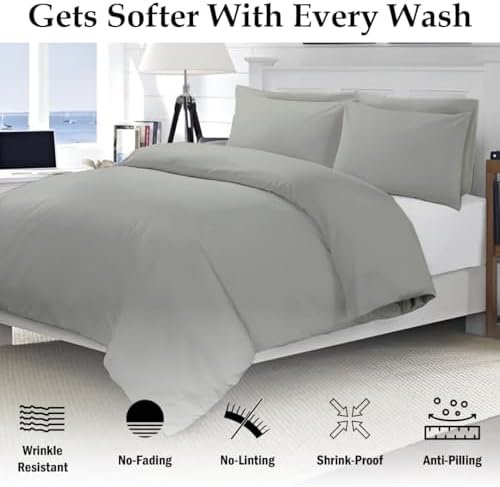 ARlinen Queen Duvet Cover Set 3 Piece with Zipper Closure