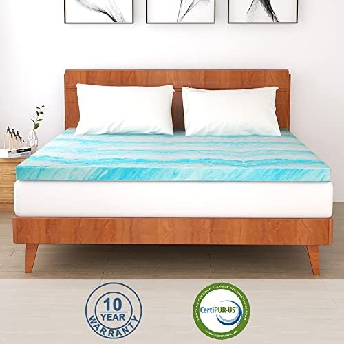 IULULU 2 Inch Gel Memory Foam Mattress Topper Blue