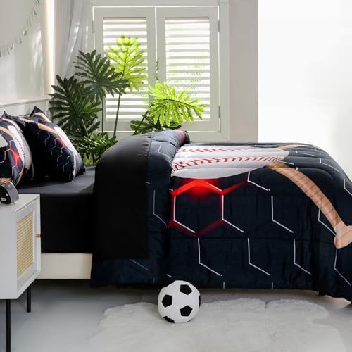 6pcs Baseball Twin Bedding Set for Boys