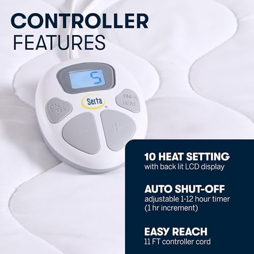 Serta Heated Mattress Pad Twin XL - 10 Heat Settings