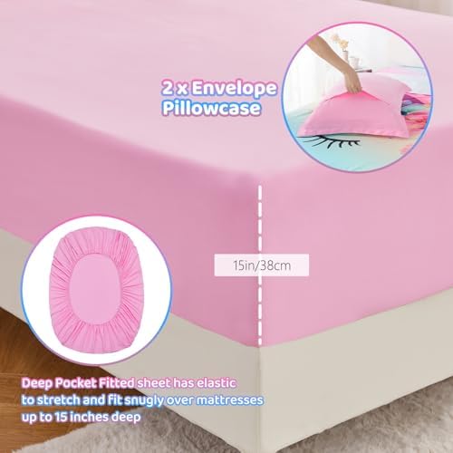 VIVILINEN Rainbow Unicorn Kids Sheet Set 4 Piece