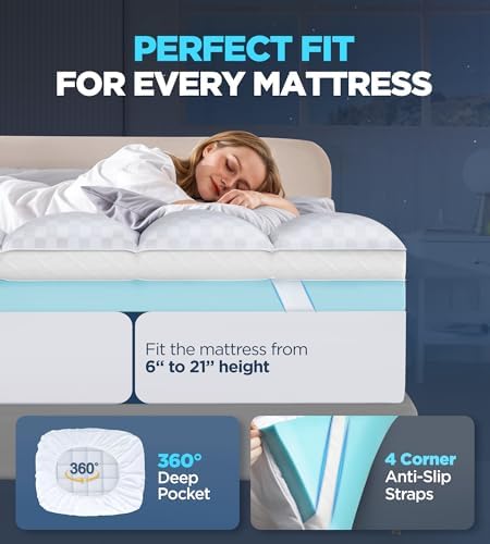 Biteany Dual Layer Mattress Topper for Pain Relief and Support